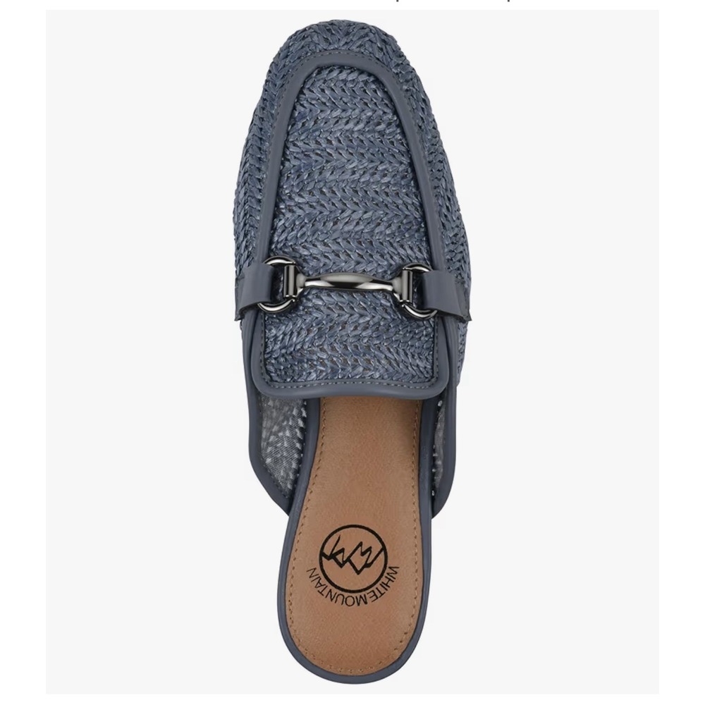 White Mountain Bobbin Blue Woven Bit Loafer Mules W37063-400 Womens 7 NEW
